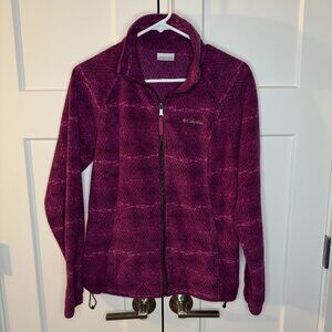 Columbia Women's Jacket Purple Full Zip Soft Fleece Dye Pattern Outdoors Size M
